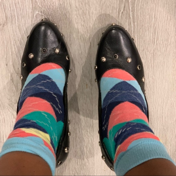 MISHELLE ROMA Vintage Platform Studded Retro Spool Heel Gold Leather Insole - Picture 8 of 10